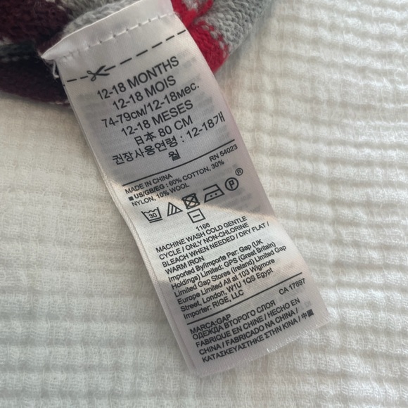 GAP Gray Multi-Stripe Sweater, Size 12-18M - Picture 5 of 6